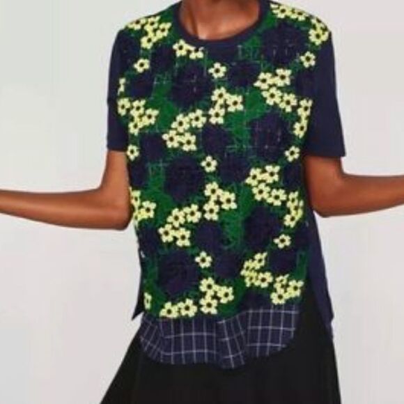 EUC Zara Trafaluc Crochet Layered Boxy Top Medium - Picture 1 of 5